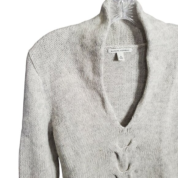 Banana Republic Womens XS Sweater Cable Knit Deep V Lambswool Cashmere Modal - Picture 7 of 11